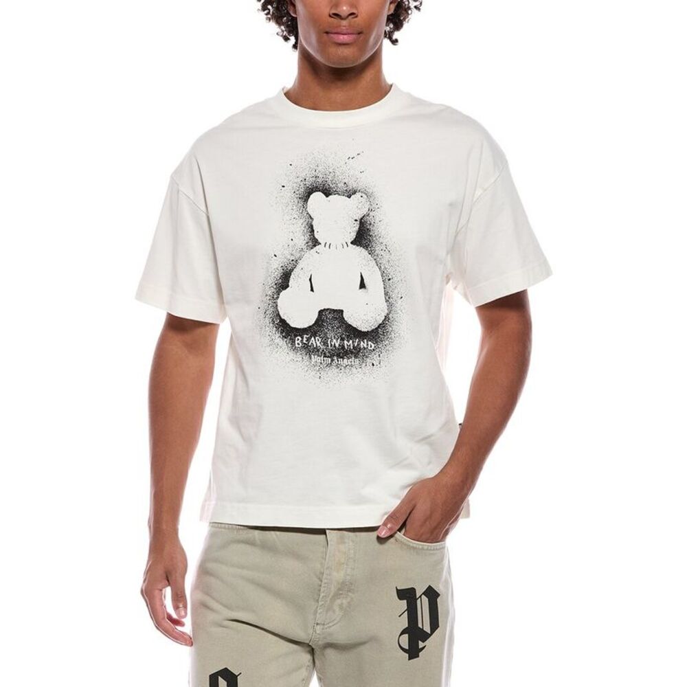 Palm Angels Mens  Spray Bear T-Shirt, White